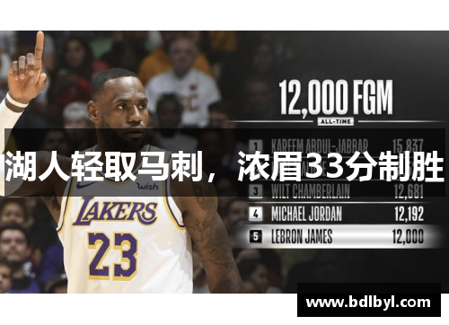 湖人轻取马刺，浓眉33分制胜